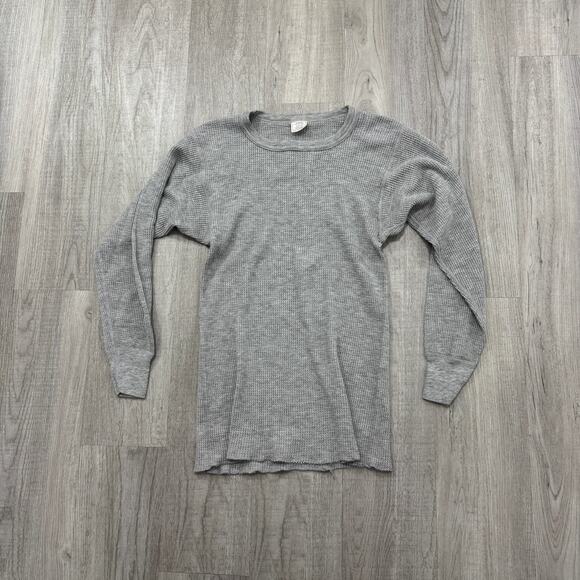 Vintage JE Morgan Thermal Shirt Men's Large Gray 90s Waffle Knit Base Layer - Picture 1 of 6